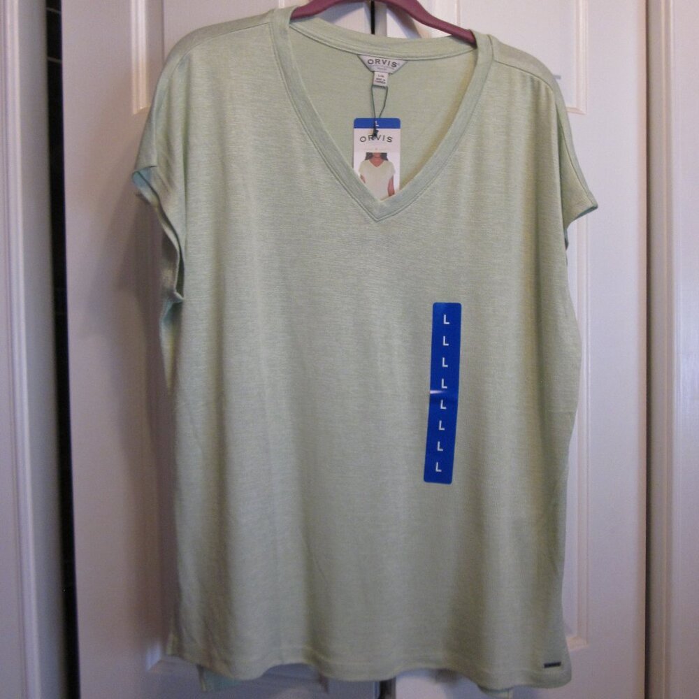 NWT Orvis Mint Green Knit SS Sweater Sz L